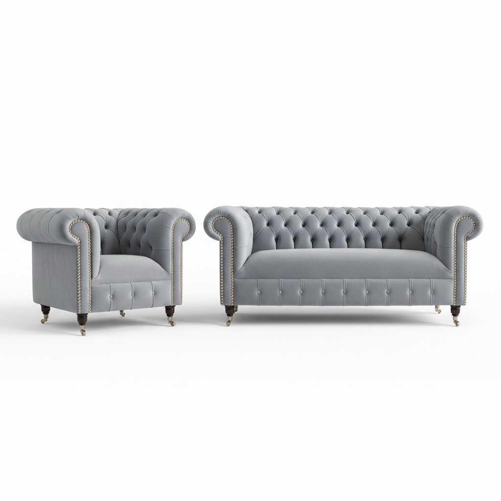 3+2+1 Sofagarnitur Chesterfield Polster Sofa Sofas Couchen Couch Leder