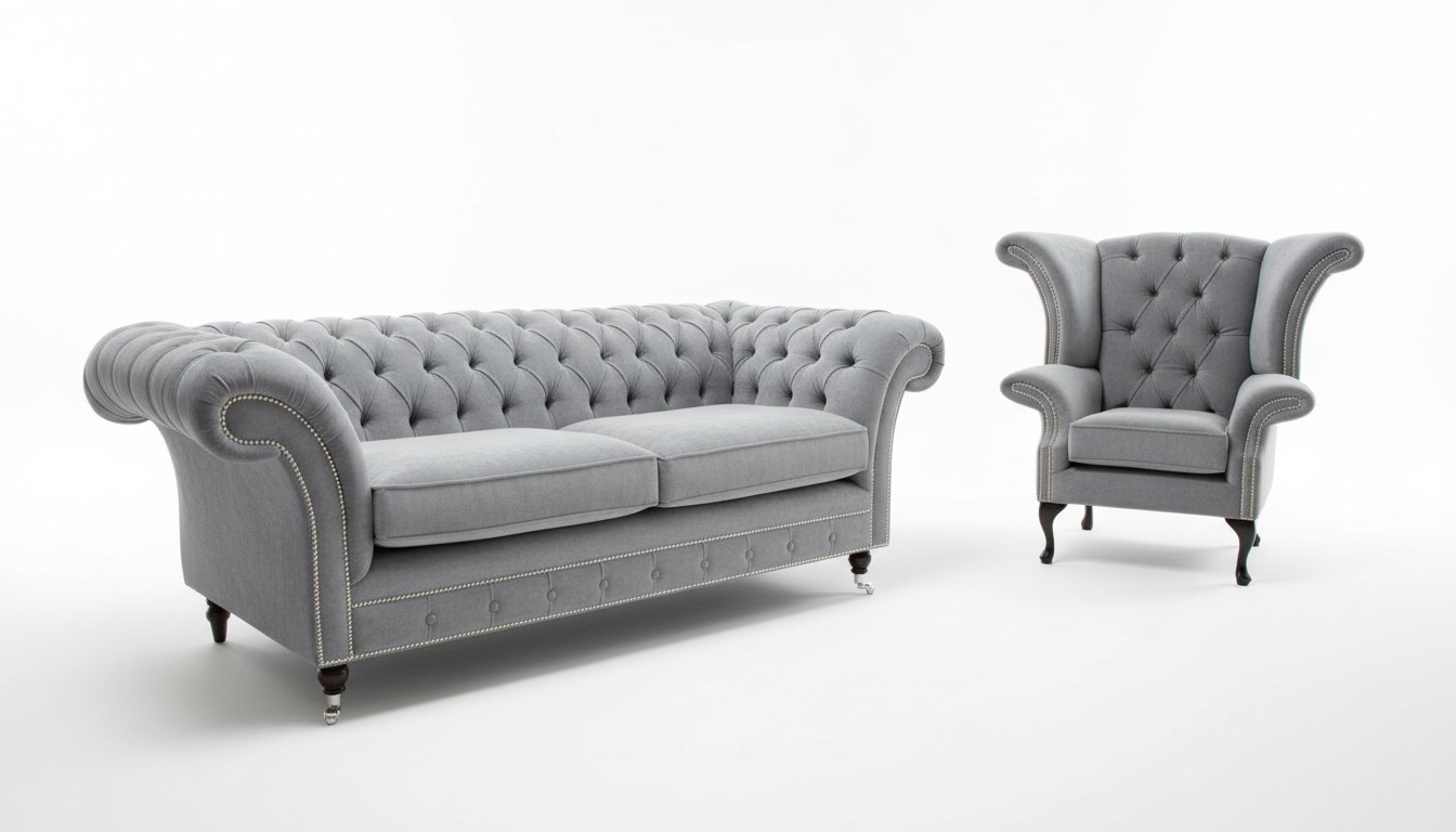 3+2 Sitzer + Ohrensessel Chesterfield Sofagarnitur Sofa Couch Polster