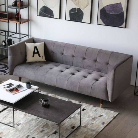 Chesterfield 3 Sitzer Sofa Stoffsofa Couch Polster Sitz Garnitur 3er Sofas Neu