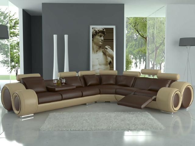 Ledersofa Design Ecksofa Berlin mit Relaxfunktion