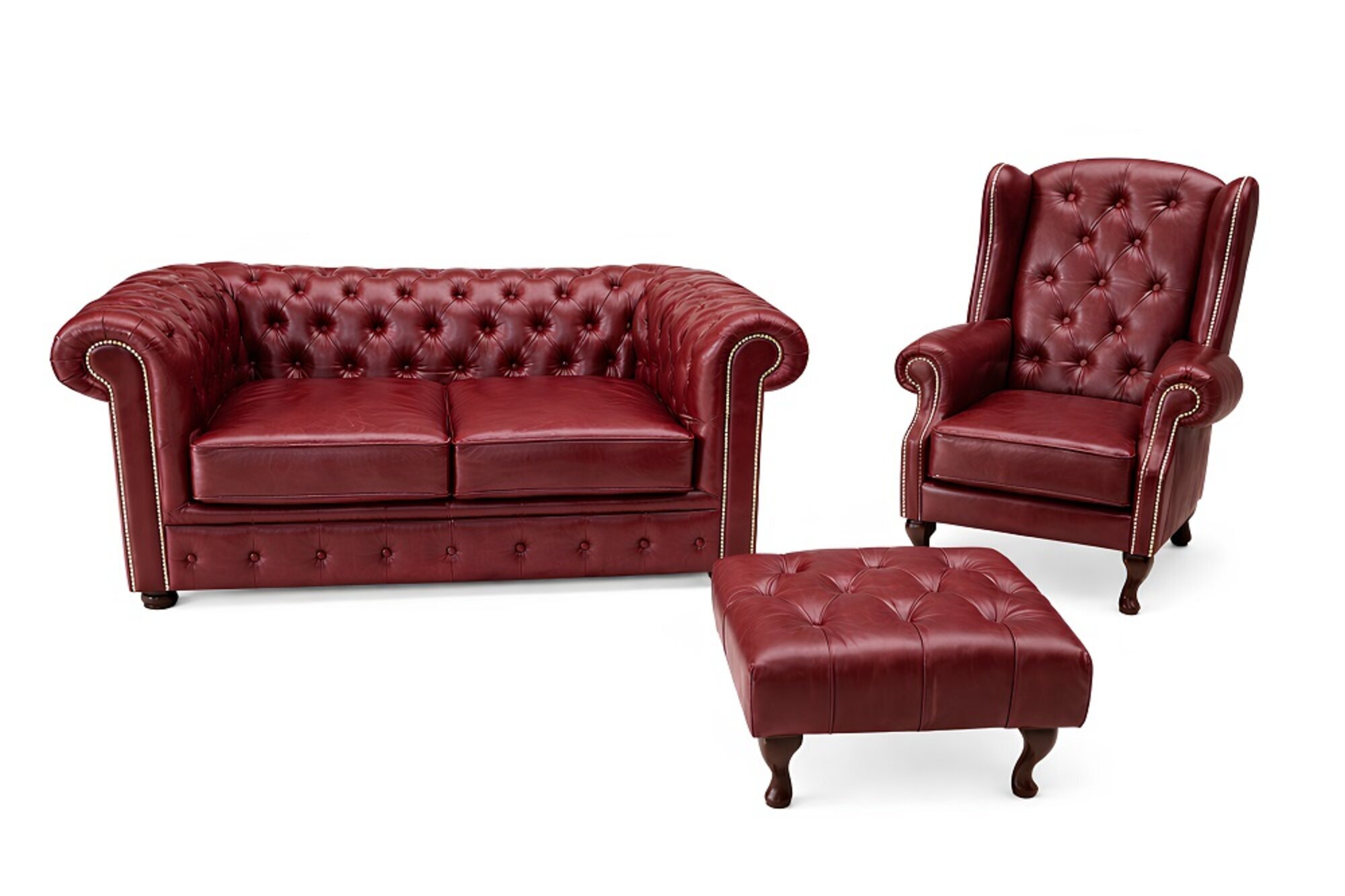 2+1 Hocker Garnitur Leder Sofa Polster Couchen Sofas Wohnlandschaft Luxus Neu Sofort