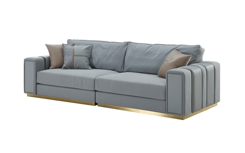 Sofa 3 Sitzer Hellblau Neu Kreative Modern Wohnzimmer Design Couchen Möbel Stoff