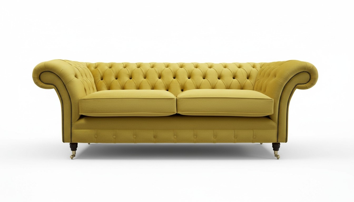 3 Sitzer Chesterfield Couch Textil Stoff Sofa Möbel Edles Design Samt