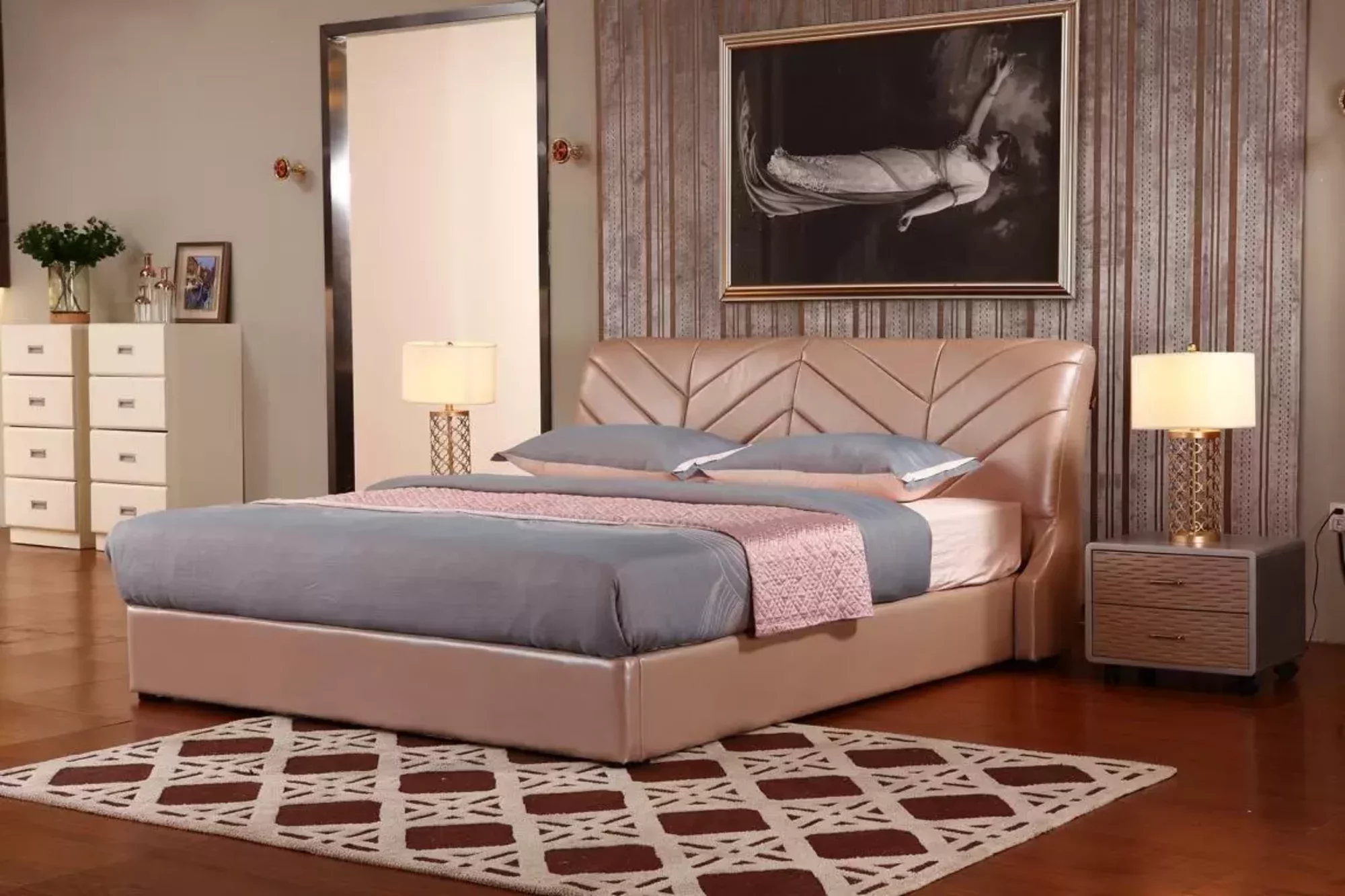 Modernes Luxus Design Bett XXL Betten Stil Hotel Doppel Leder 140 160 180x200cm