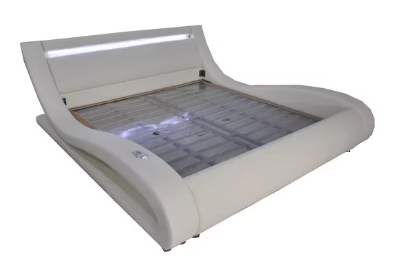 Luxus Leder Design Polster Betten Doppel mit USB Beleuchtet Ehe Bett
