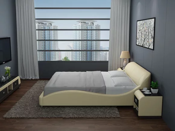 Design Doppel Bett Betten Schlafzimmer mit USB & Regal 200x210cm
