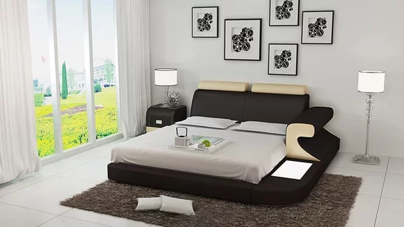Design Doppel Bett Betten Schlafzimmer mit USB & Regal 180x200cm