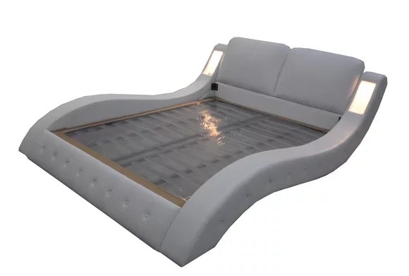 Luxus Bett mit USB Polster Hotel Betten Leder 140/160/180/200 LB8824