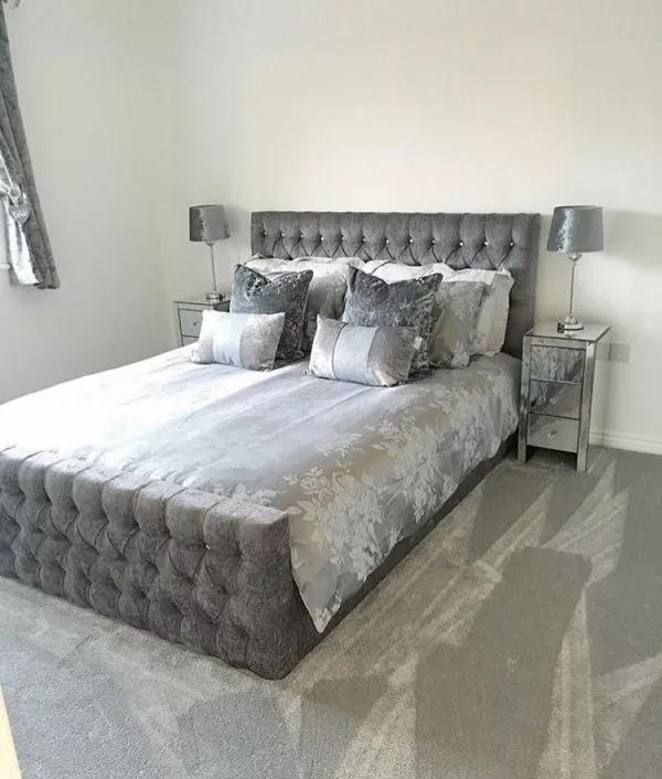 Polster Bett Schlafzimmer Chesterfield Designer Textil Leder 140/160/180/200 cm