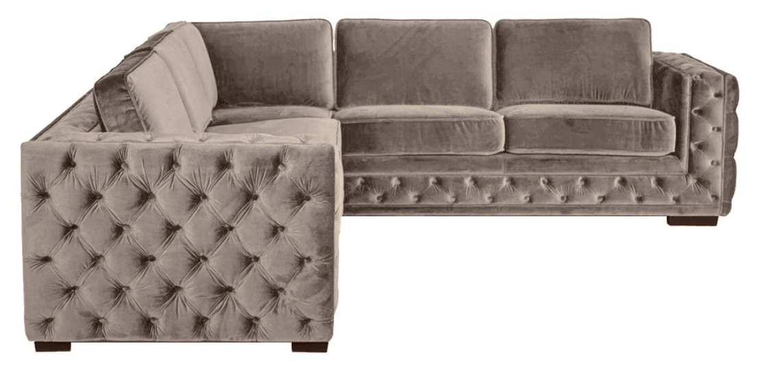 chesterfield couch luxus samt stoff couchen sofa set knöpfe polster neu Beige