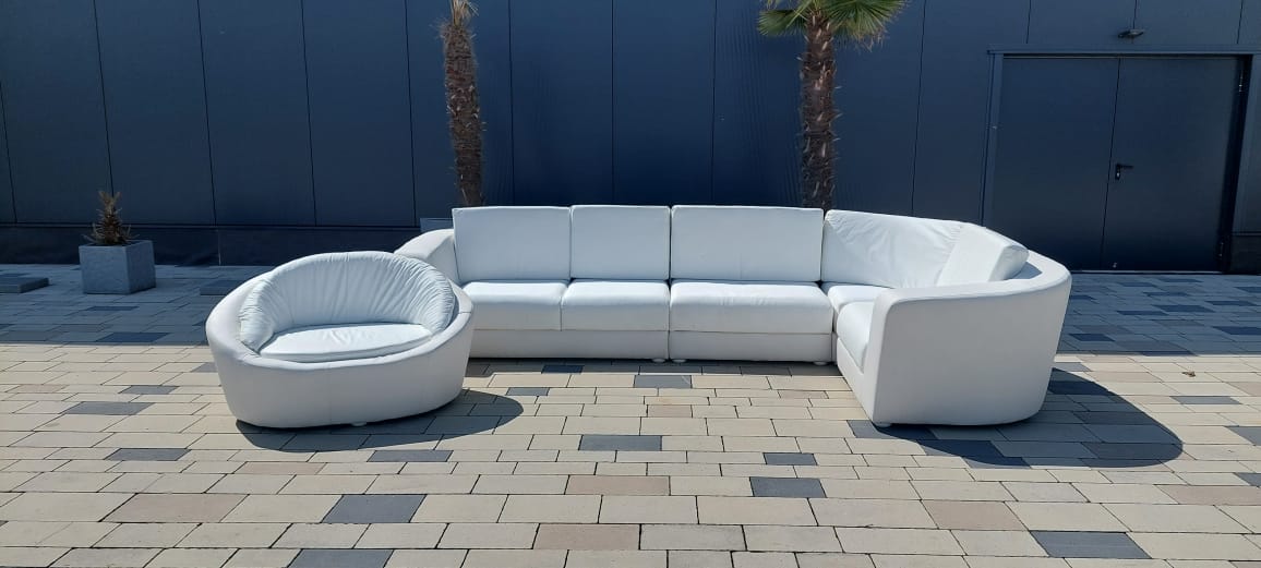 L Form Ecksofa + Sessel Couchgarnituren Weiß Polster Sitz Couchen 2 tlg. Sofort