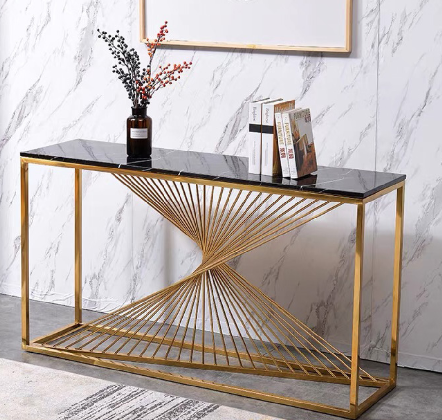 Designer Luxus Konsole Tisch Konsolen Tische Holz Metall Gold Design