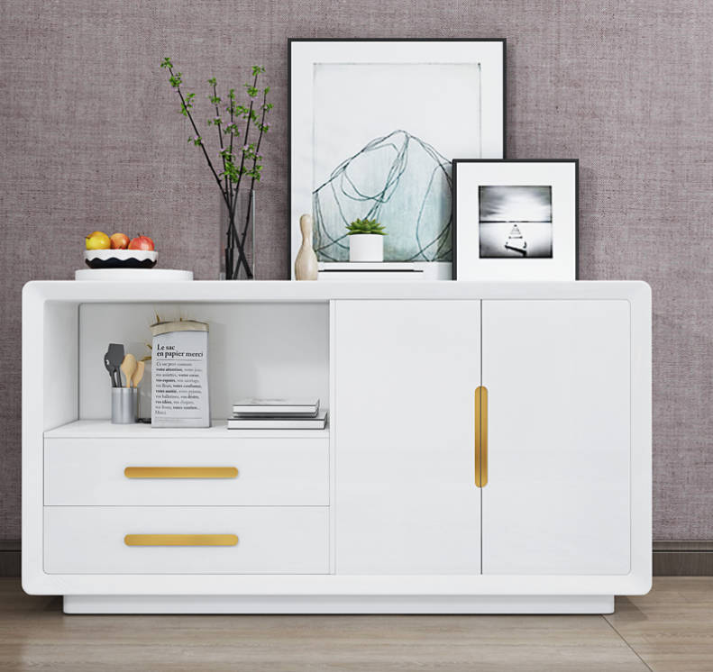 Sideboard 2 Türen mit 2 Schubladen Schrank Sideboard Weiß Anrichte