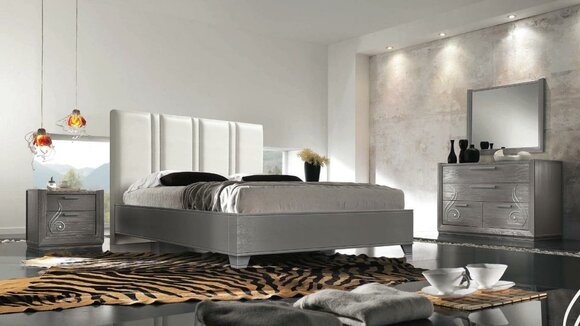 Luxus Set Schlafzimmer Bett Nachttisch Kommode Spiegel Gruppe Garnitur Neu 5tlg.