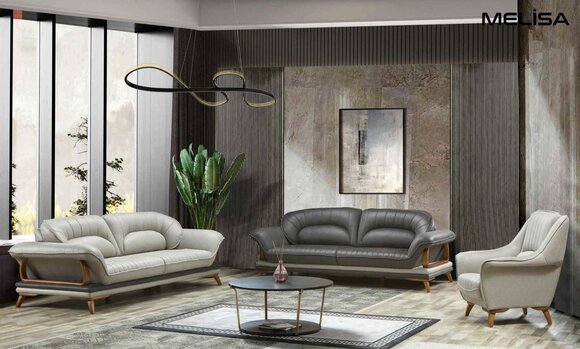 Luxus Garnitur Set Sofagarnitur 3+3+1 Sitzer Sofas Sessel Stoff 3tlg.