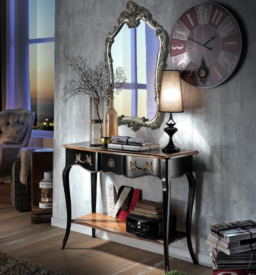 Konsolen Tisch Kommode mit Spiegel Luxus Klasse Möbel Set Stil Modern 2tlg.