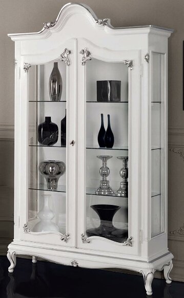 Massive Holz Vitrinen Glas Schrank Echtholz Vitrine Wohnzimmer Möbel Anrichte