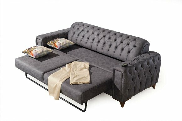 Dreisitzer Sofa 3 Sitzer Sofas Sessel Stoff Möbel Textil Farbe Grau