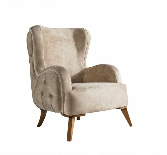 Textil Polster Sessel Couch Sofa Sitz Luxus Bunte Relax Beige Chesterfield