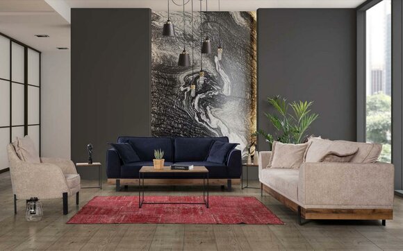 Sofagarnitur 331 Sitz Sofas Couch Polster Holz Sitzcouch Textil