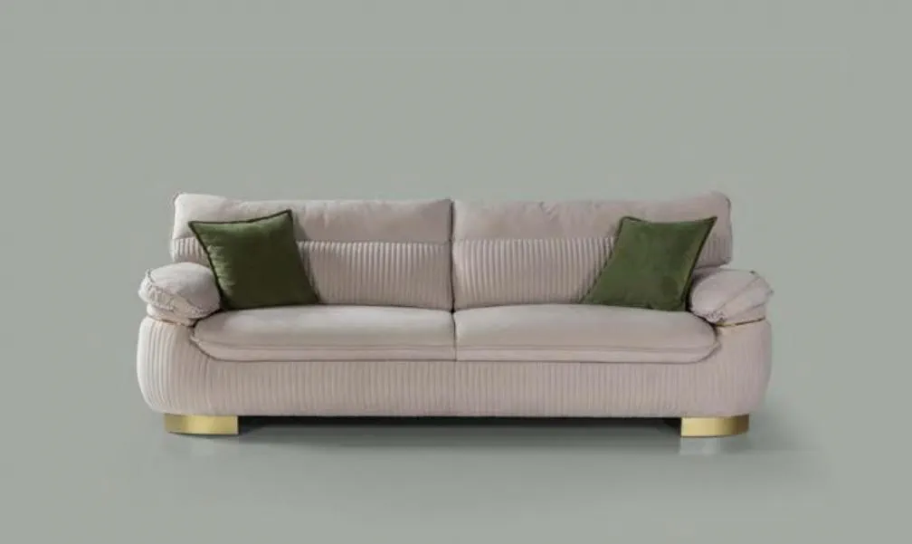 Moderne Sofas 3 Sitz Weiche Couch Polster Design Wohnzimmer Beige