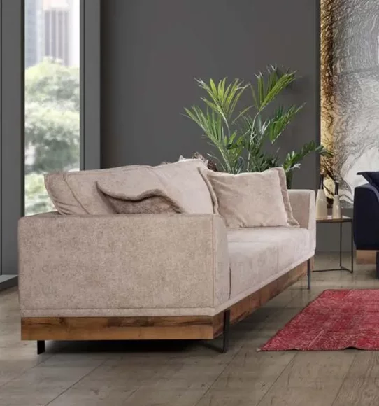 Design Couch 3 Sitz Polster Sofa Moderne Sofas Zimmer Möbel Beige
