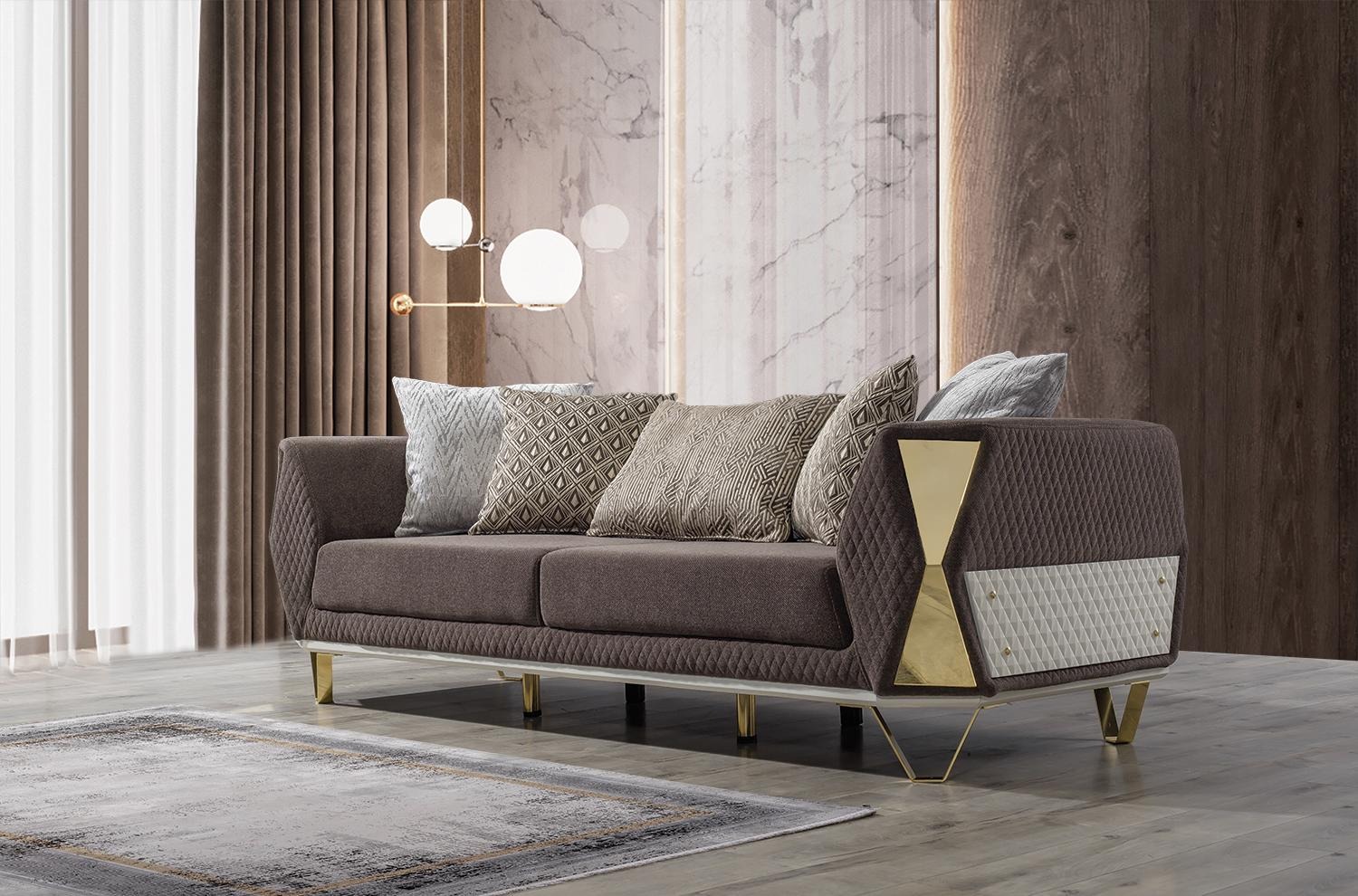 Dreisitzer Sofa 3 Sitz Sofas Wohnzimmer Couch Stoff Couchen Möbel grau