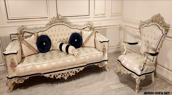 Luxus Sofagarnitur 3+1 Sitzer Garnitur Sofa Sofas Sessel Stoff Wohnzimmer Neu