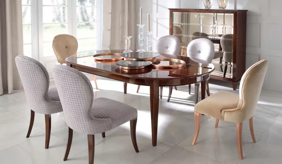 Luxus Esstisch Hochglanz Braun Esszimmer Set 6 Stühle Tisch Holz 7tlg.