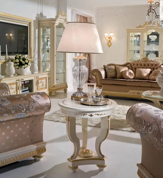 Beistelltisch Couchtisch Tisch Wohnzimmer Möbel Rund Beige Holz Tische