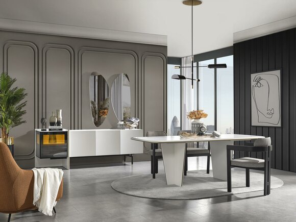 Esstisch Esszimmertisch Essecke Tisch Holz Modern Weiß Esszimmer Luxus