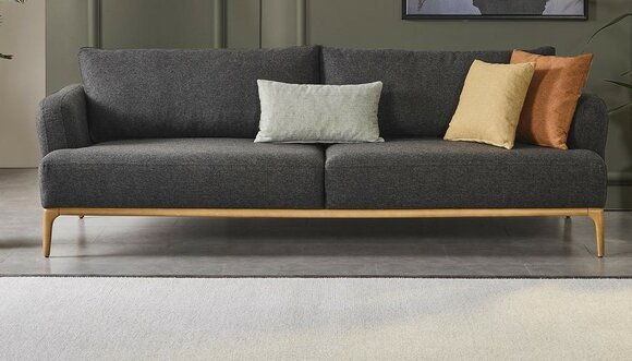 Viersitzer Sofa 4 Sitzer Sofas Modern Design Stoff Polyester Grau Neu