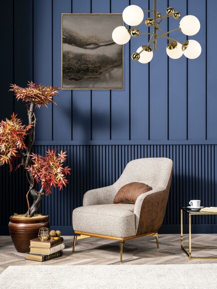 Sessel Ohrensessel Modern Stoff Wohnzimmer Polyester Grau Design Sitz