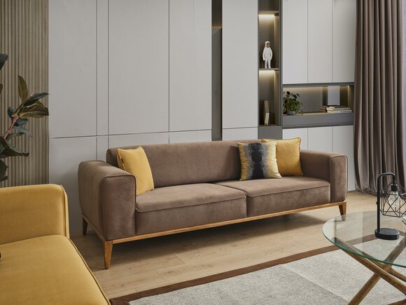 Viersitzer Sofa 4 Sitzer Sofas Stoff Braun Wohnzimmer Luxus Modern