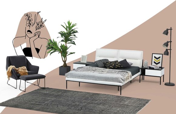 Garnitur Schlafzimmer Doppelbett Bett Nachttische Weiß Set 3tlg