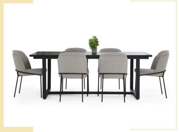 *Essecke Essgruppe Esszimmer Esstisch Stühle 7tlg Holz Grau Set