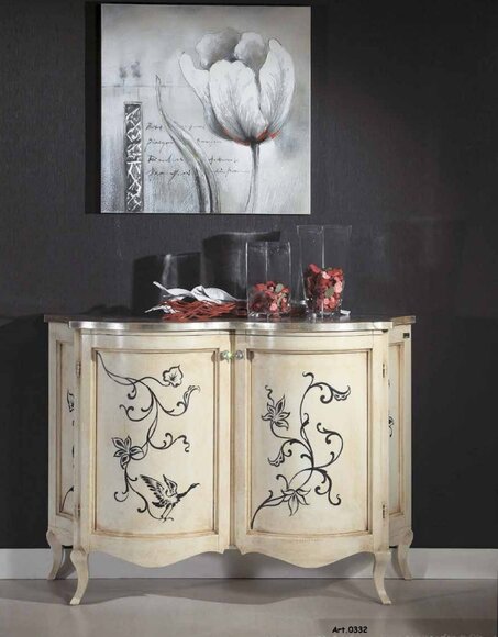 Klassisches Sideboard Holz Kommode Weiß Schrank Luxus Italienische Neu