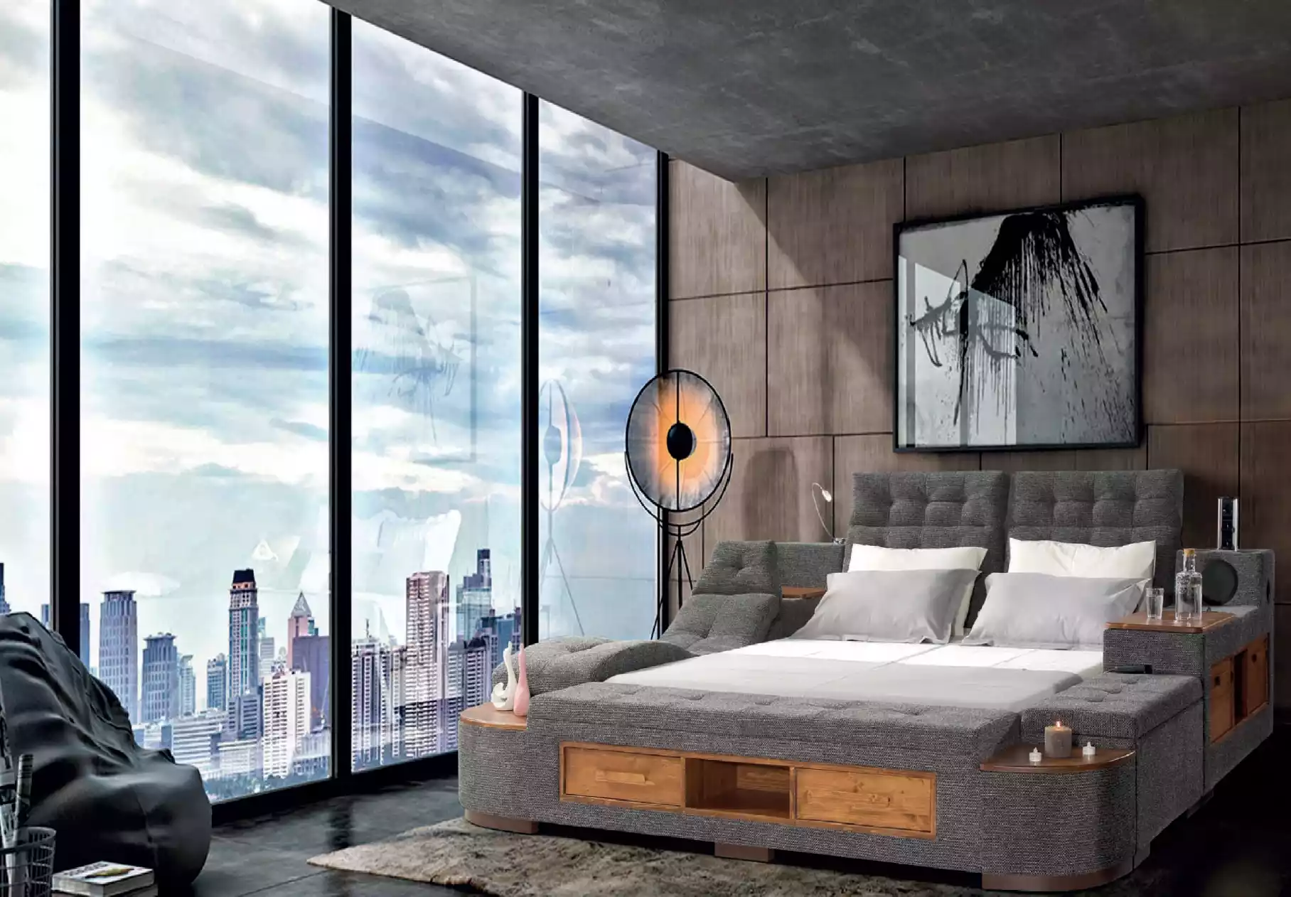 Multifunktion Bett Doppelbetten Modernes Bettgestell Betten Hotel Neu