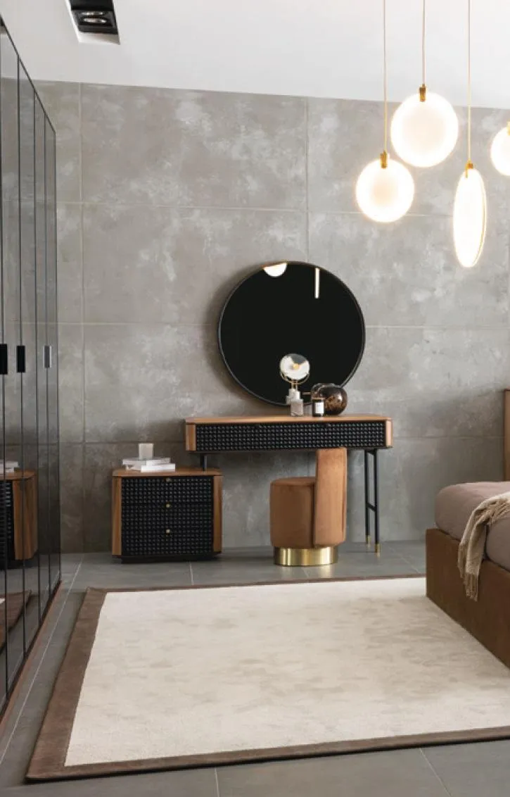 Schlafzimmer Schminktisch Spiegel Hocker Komplett Set Neu 3tlg braun