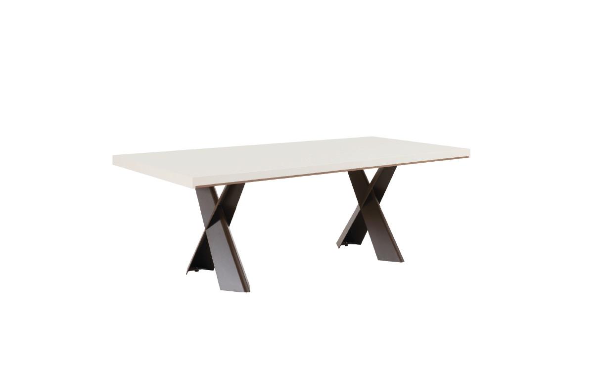 Esszimmer Esstisch Tisch Metall Stil Modern Design Möbel Luxus Weiß