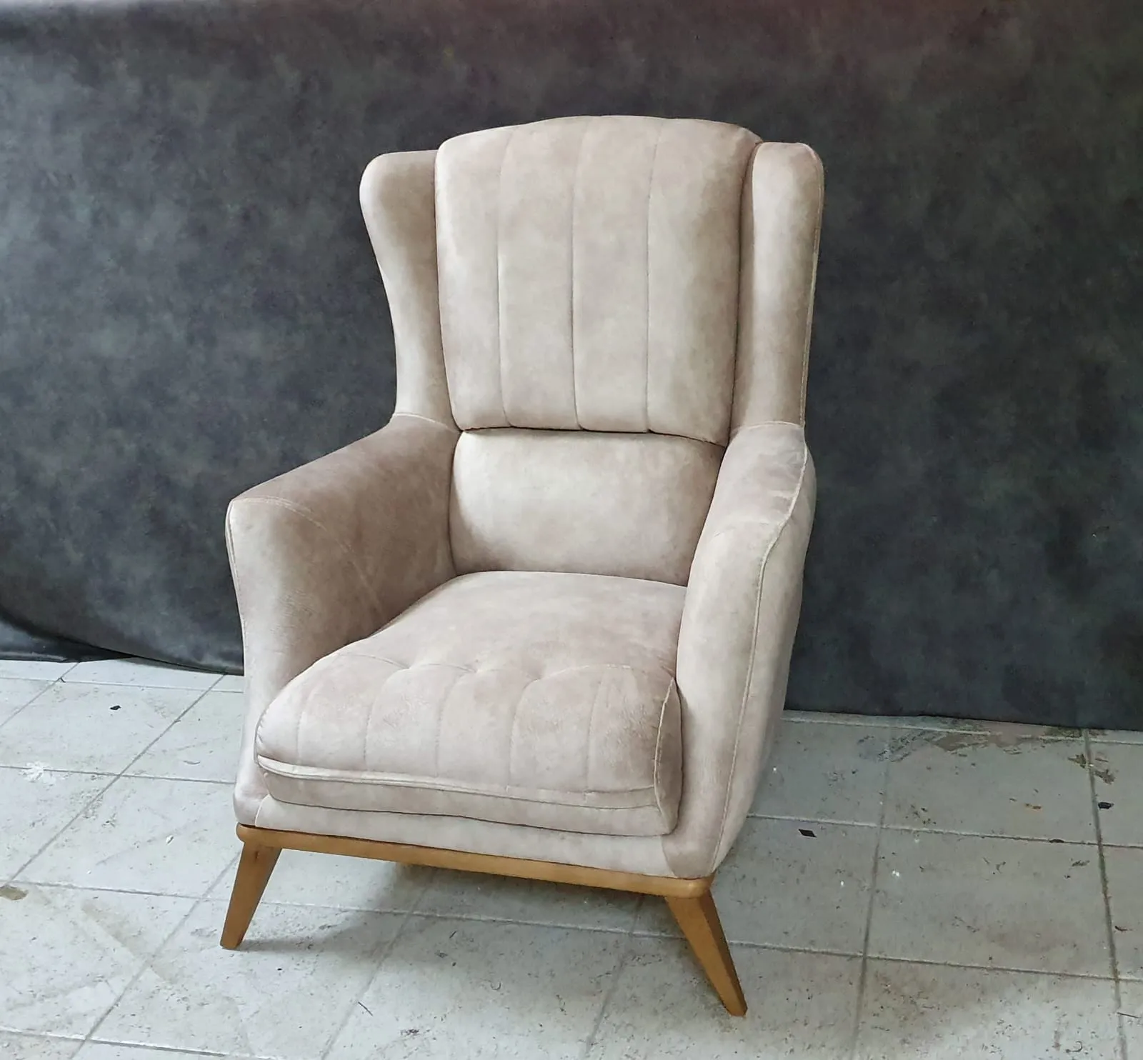 Wohnzimmer Sessel 1 Sitz Couch Polster Textil Luxus Design Holz Möbel