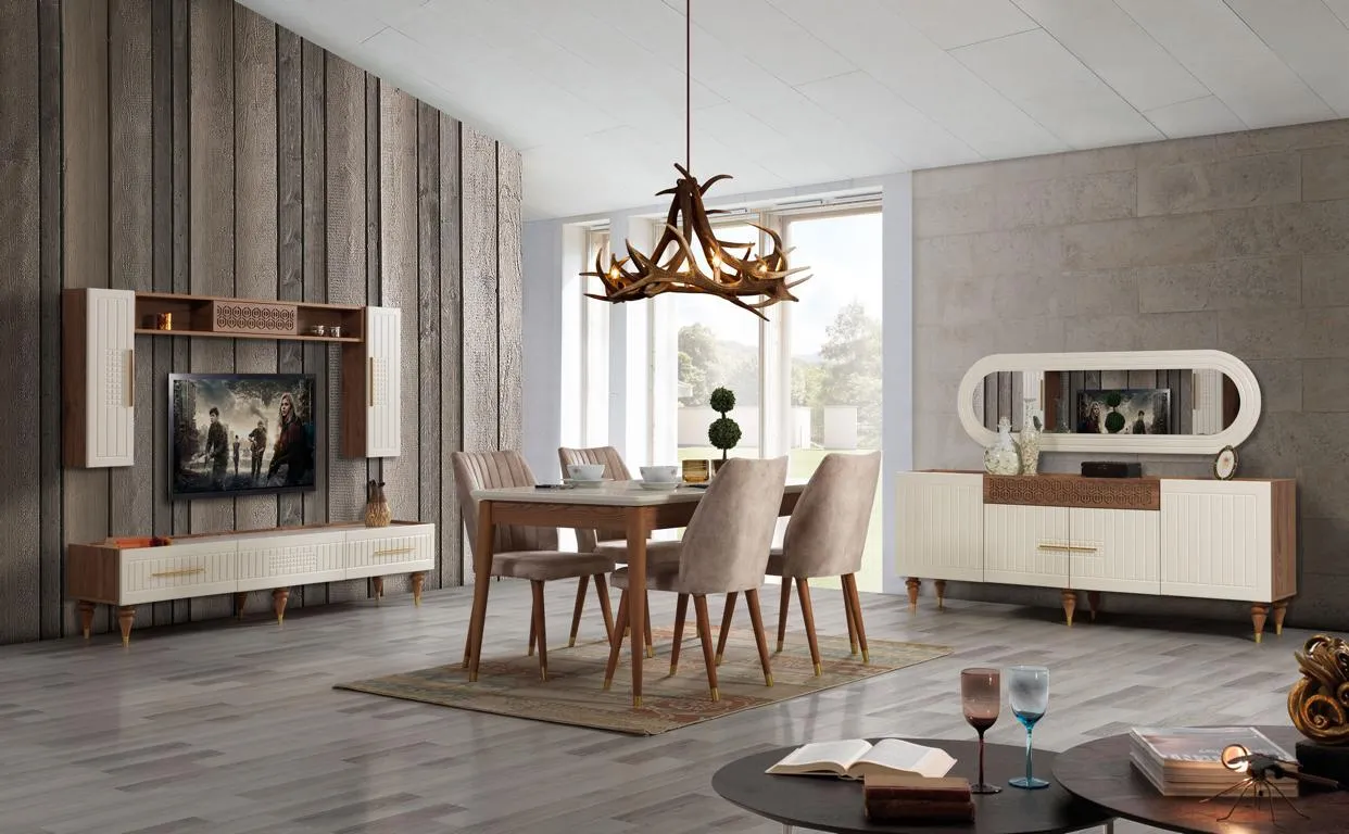 Esszimmer Set Komplett Set Tisch 4x Stühle Ess Gruppe Holz 11tlg braun