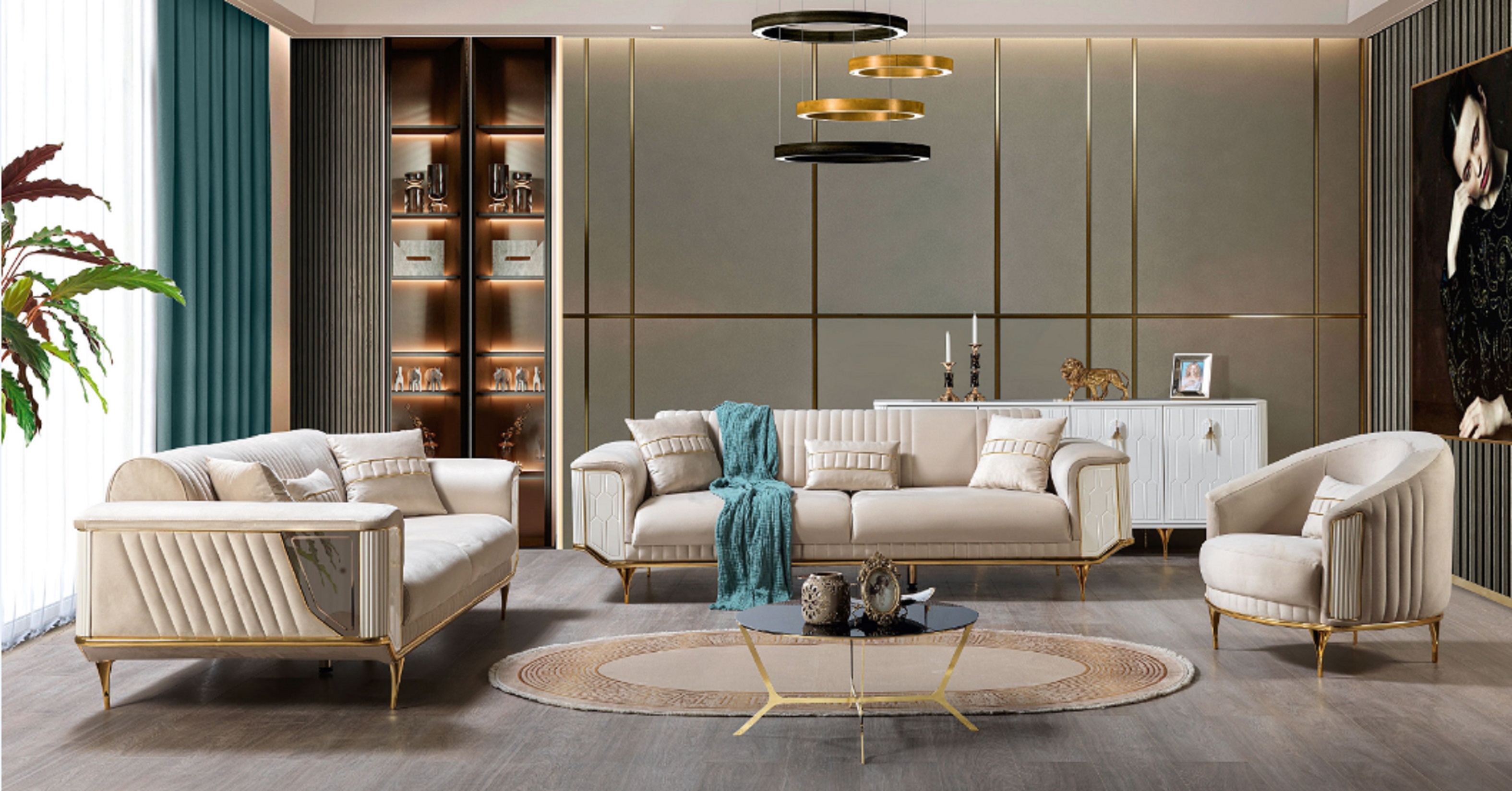 Sofa Set 3+3+1 Sitz Modern Sofagarnitur Wohnzimmer Luxus Garnitur Neu