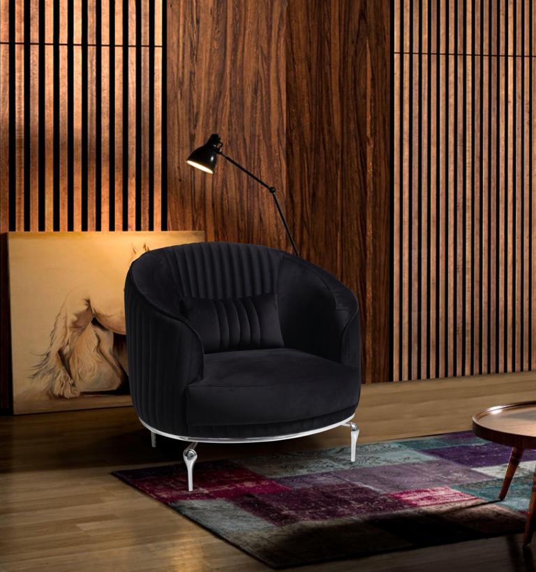 Sessel Wohnzimmer Luxus Möbel Modern Designe Schwarz Einsitzer Relax Club