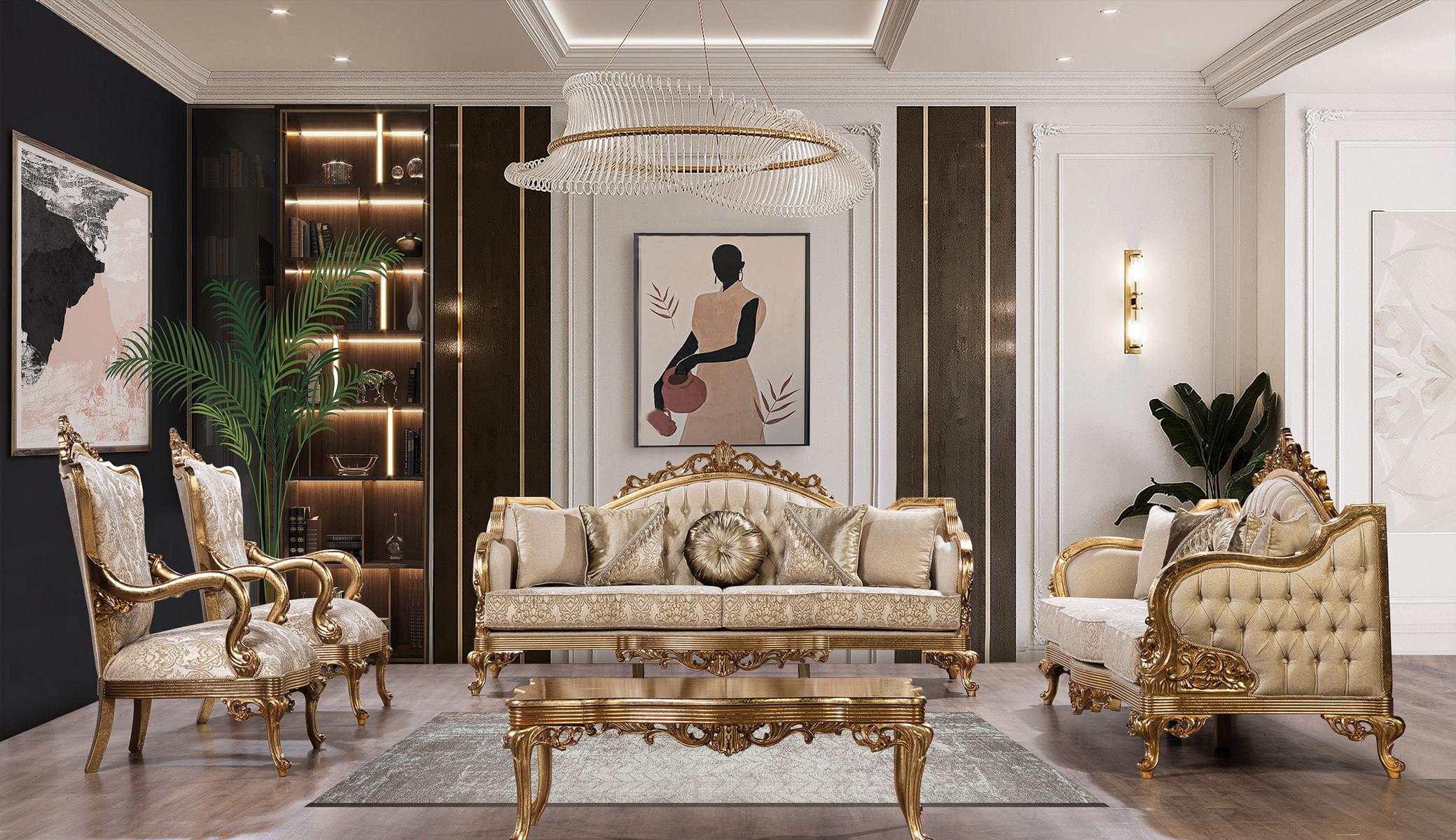 Sofa Set Sofagarnitur 4tlg. Couchtisch Wohnzimmer Klassiker Designer