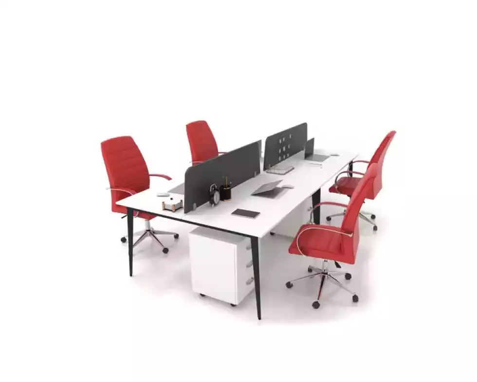 Großer Weißer Arbeitstisch Schreibtischensemble Büroeinrichtung Modern