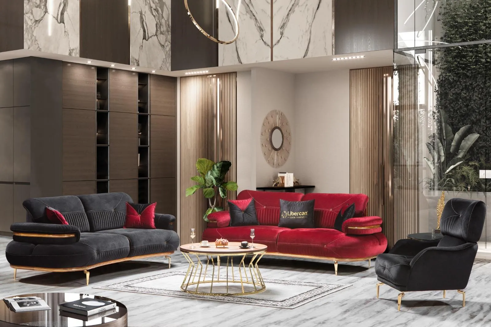 Designer Sofagarnitur Wohnzimmer Dreisitzer Polster Sessel Set 3tlg Neu