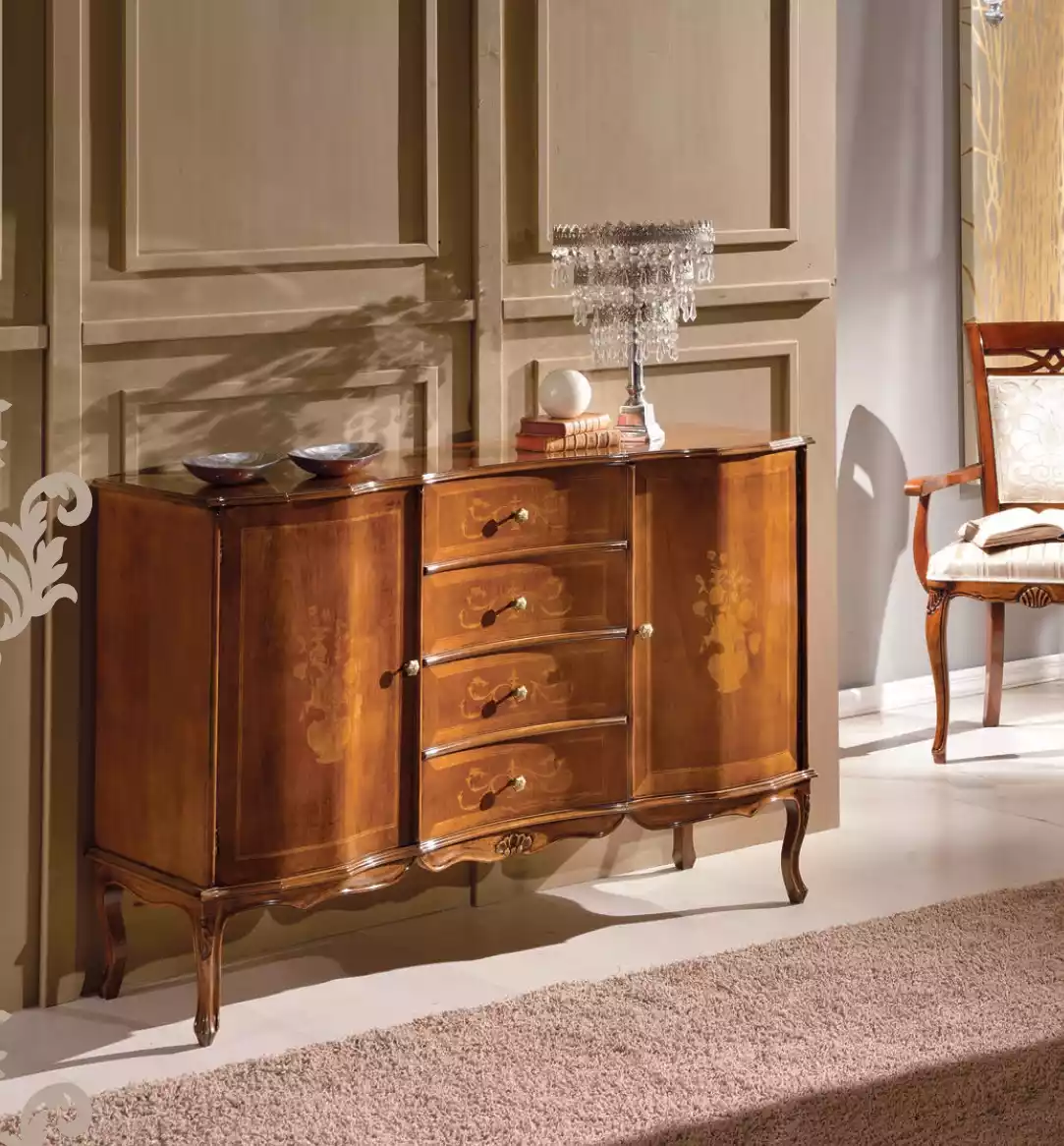 Kommode Schubladen braun Holz Sideboard klassische Möbel Design Kommode