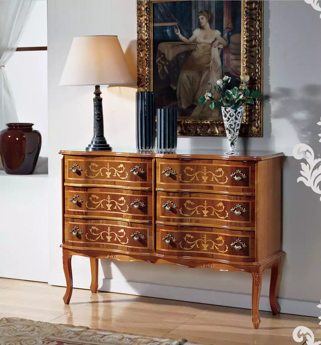 Hochwertige Kommode klassische Möbel Luxus Sideboard Schrank Holz Regal