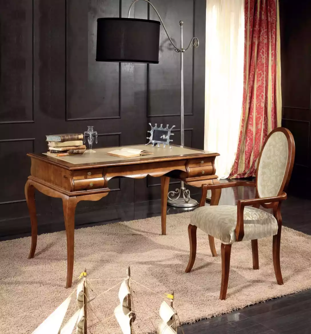 Elegantes Schreibtischset brauner Stuhl Möbel in hoher Qualität